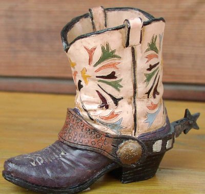 画像1: ウエスタンブーツ型 ペンホルダー（タン）/Western Boot Pen Holder