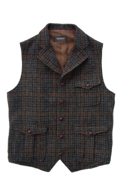 画像1: ファニー ハリスツイード ウール ベスト/Funny Harris Tweed Vest