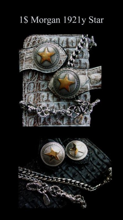 画像1: ファニー 1$ モーガンコイン スターコンチョ/Funny 1$ MORGAN★STAR★COIN CONCHO・37mm