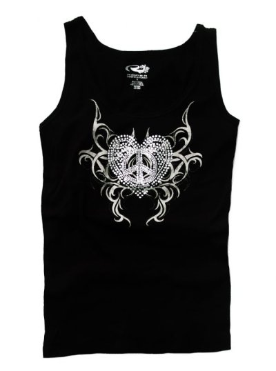 画像1: ローパー ラインストーン ハート タンクトップ（ブラック・レディース）/Roper Tank Top(Black・Women's)