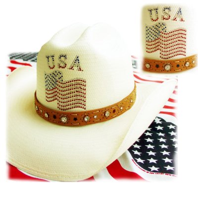 画像1: オンリーインアメリカ レザーバンド ストローハット（ナチュラル）/Western Straw Hat(Only In America)