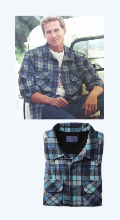 画像1: ペンドルトン ウールシャツ フィッテッド ボードシャツ 1960s オリジナル ビーチボーイズプラッド（ブルー）S/Pendleton Fitted Board Shirt 1960s Original Beach Boys Plaid