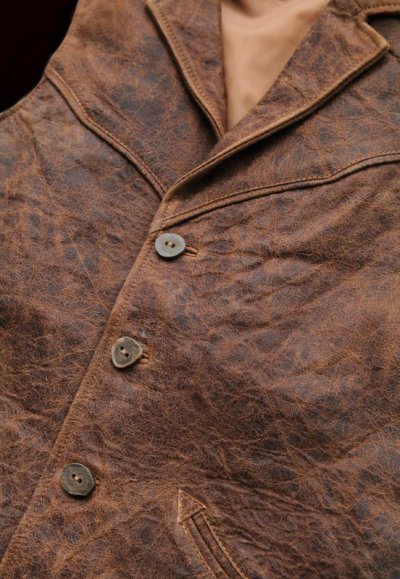 画像2: ウエスタン レザー ベスト（ブラウン）/Western Leather Vest(Brown)