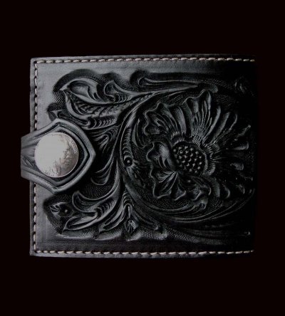 画像1: ファニー コインヘッド ビルフォード ハンドクラフト・Hand Craft(Black)/Funny Coin Head Billfold