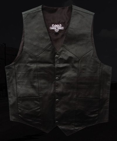 画像1: ウエスタン レザー ベスト（ブラック）/Western Leather Vest(Black)