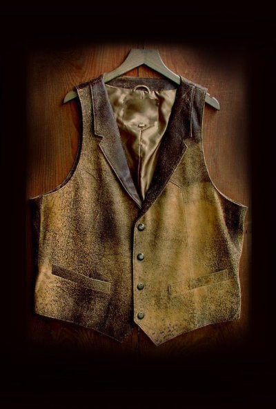 画像1: ウエスタン ラムレザーベスト（タン）/Western Lamb Leather Vest(Tan)