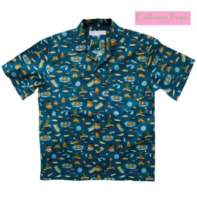 画像1: カリフォルニア トロピック USA キャンプシャツ（フィッシング・デニム）/California Tropic Camp Shirt