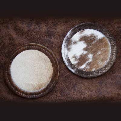 画像1: ウエスタン 牛毛皮 コースター（プレーン・スター）/Cowhide Hair-on Coaster