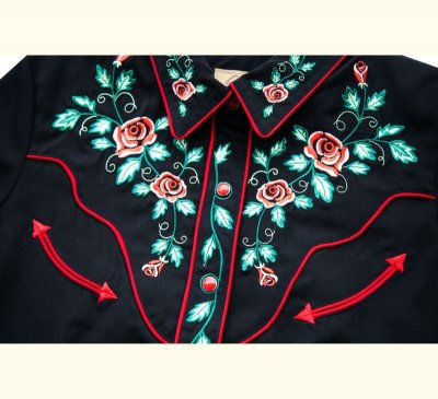 画像2: スカリー ウエスタン 刺繍 シャツ ブラック キャップスリーブXS/Scully Western Shirt(Women's)