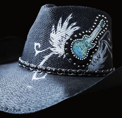 画像2: 光る ロックギター ウエスタンスタイル ストローハット/Western Straw Hat (Black)