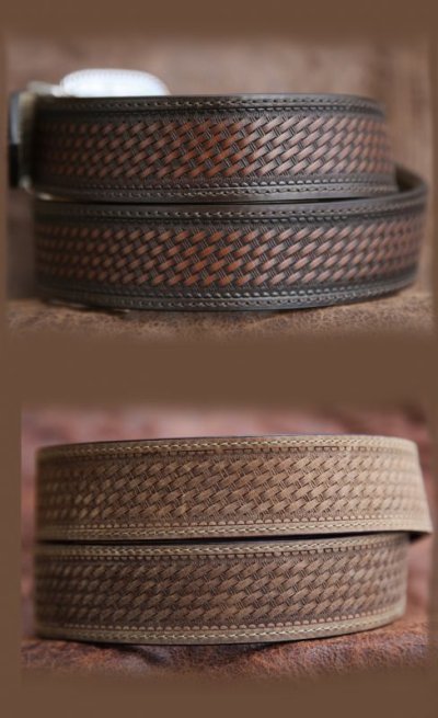 画像3: リバーシブル ウエスタン ベルト（ブラウン&ライトブラウン）/Western  Leather Belt