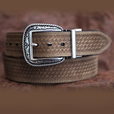 画像2: リバーシブル ウエスタン ベルト（ブラウン&ライトブラウン）/Western  Leather Belt