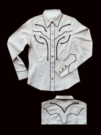 画像1: ブラウンパイピングがクラシックなローパー オールドウエスト ウエスタンシャツ（長袖）M/Roper Long Sleeve Western Shirt(Women's)