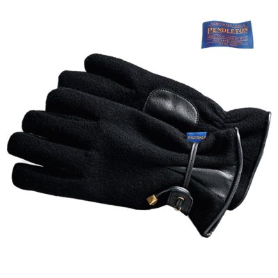 画像1: ペンドルトン ウール レザーグローブ（手袋）ブラック/Pendleton Wool Gloves