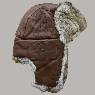 画像1: マッド ボンバー ハット 帽子（レザー＆ラビット ファー ブラウン）/Mad Bomber Hat(Brown)