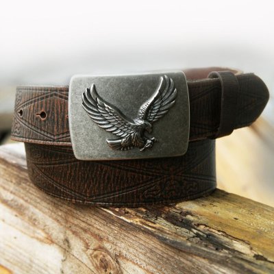 画像1: イーグル バックル レザー ベルト（ブラウン）/Leather Belt(Brown)