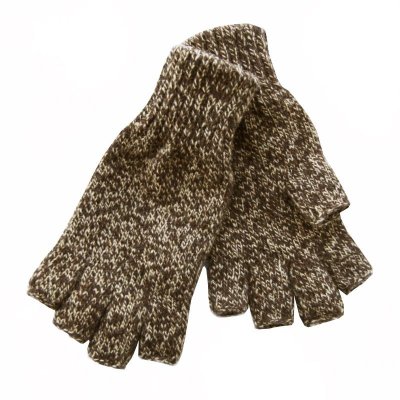 画像1: フィンガーレス ウールグローブ（ブラウン）/Fingerless Wool Gloves