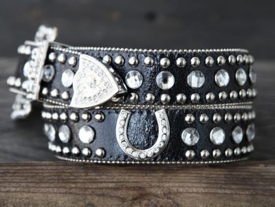 画像2: ホースシュー ラインストーン ウエスタン レザーベルト（ブラック）/Rhinestone Western Belt(Black)