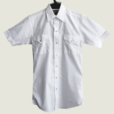 画像1: パンハンドルスリム ウエスタンシャツ（ホワイト・無地/半袖）/Panhandle Slim Short  Sleeve Western Shirt