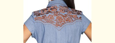 画像3: スカリー ウエスタン 刺繍 シャツ（キャップスリーブ/ライトブルー）/Scully Western Shirt(Women's)