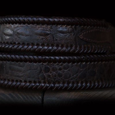 画像2: 3ピース レザートリム ウエスタン レザー ベルト（ブラウン）/Leather Belt(Brown)