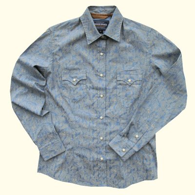 画像1: パンハンドルスリム ウエスタン シャツ ペイズリー・ブルー（長袖/レディース）M/Panhandle Slim Long Sleeve Western Shirt(Women's)