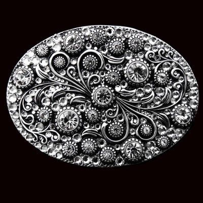 画像2: ノコナ ラインストーン フローラルスクロール ベルト バックル（クリスタルフィリグリー）/Nocona Belt Buckle 