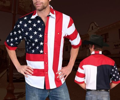 画像1: スカリー 星条旗・アメリカ国旗 シャツ（メンズ 半袖）/Scully Short Sleeve American Flag Shirt