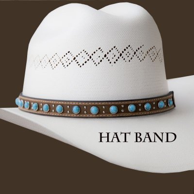 画像1: レザー ハットバンド （ブラウン・ターコイズ）/Hat Band (Brown Turq)