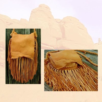 画像2: ディアスキン フリンジ ショルダーバッグ（サドル）/Deerskin Fringe Shoulder Bag(Saddle)