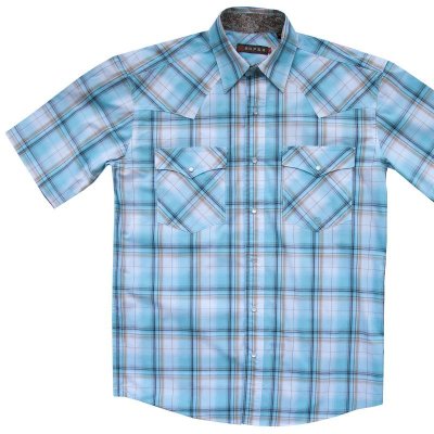 画像1: ローパー ウエスタンシャツ（ライトブルー・ブラウン・ホワイト/半袖）/Roper Short Sleeve Western Shirt