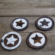 画像2: ウエスタン 牛毛皮 コースター（プレーン・スター）/Cowhide Hair-on Coaster (2)