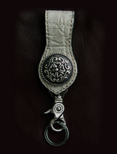 画像1: ファニー エレファント＋925シルバー37mmコンチョ ループキーホルダー（エレファントグレー）/Funny Sterling Silver Concho Loop Key Holder(Elephant/Gray)