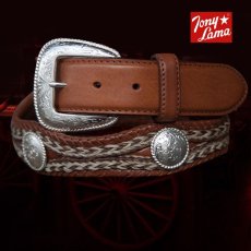 画像1: トニーラマ ホースへアー コンチョ ベルト（ブラウン）42/Tony Lama Mustang Scallop Belt(Brown) (1)