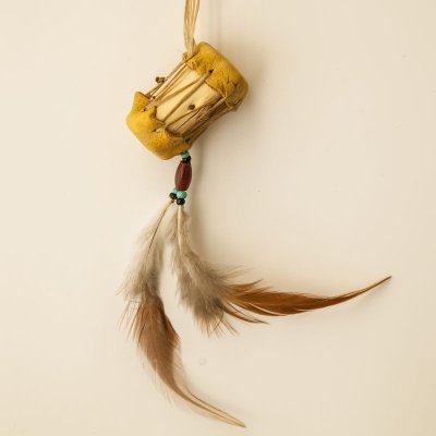 画像1: インディアン ドラム&フェザー アクセサリー/Native American Drum Ornament