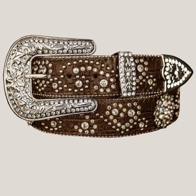 画像3: ハート＆ベリー ラインストーン&スタッズ ウエスタン ベルト（ブラウン）/Rhinestone Studs Western Belt(Brown)