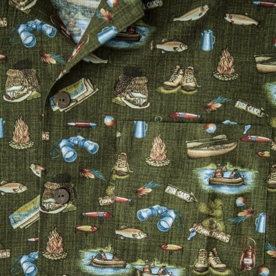 画像2: カリフォルニア トロピック USA キャンプシャツ（フィッシング・フォレストグリーン）/California Tropic Camp Shirt