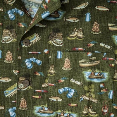 画像2: カリフォルニア トロピック USA キャンプシャツ（フィッシング・フォレストグリーン）/California Tropic Camp Shirt