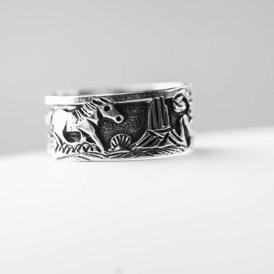 画像2: ホーススタイル ナバホ ハンドメイド シルバーリング 16号・17.5号/Navajo Handmade Ring Horse Style