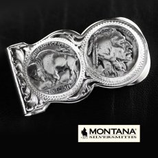 画像1: モンタナシルバースミス マネークリップ バッファロー&インディアン/Montana Silversmiths Buffalo Indian Nickel Scalloped Money Clip (1)