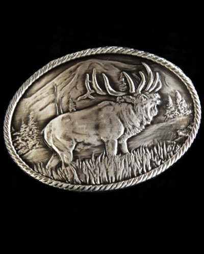 画像2: モンタナシルバースミス アウトドア ベルト バックル ワイルド エルク/Montana Silversmiths Wild Elk Carved Belt Buckle