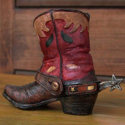 画像1: ウエスタンブーツ型 ペンホルダー（レッド）/Western Boot Pen Holder