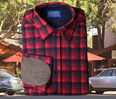 画像1: ペンドルトン ウール シャツ・エルボーパッチ トレイルシャツ レッド ・ブラック オンブレ/Pendleton Trail Shirt (Red Black Ombre)