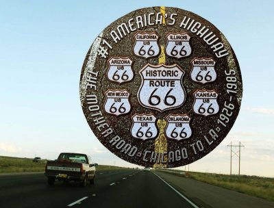 画像1: ルート66 8州 ブラックトップ メタルサイン/Metal Sign Route 66