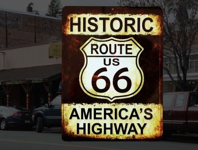 画像1: ヒストリック ルート66 アメリカ ハイウェイ メタルサイン/Metal Sign Route 66