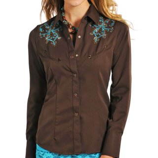 Panhandle western shirt M カウボーイウエスタンシャツ ロックンロールカウボーイ ウエスタンシャツ ブルー・ブラウン