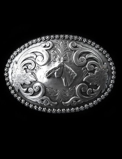 画像1: ノコナ ベルト バックル ホースヘッド フローラル/Nocona Belt Buckle