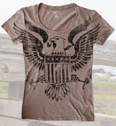 画像1: レディース ウエスタン Tシャツ アメリカンイーグル ブラウン（半袖）XS/Women's Western T-shirt