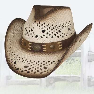 画像1: ウェスタンストローハット（ブラウン・ホワイト）/Western Straw Hat (Brown White)