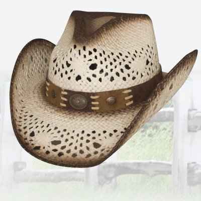 画像1: ウェスタンストローハット（ブラウン・ホワイト）/Western Straw Hat (Brown White)